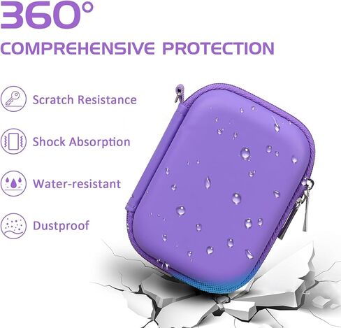 حقيبة حمل صلبة باللون الأرجواني من Staiko لحيوانك الأليف الإلكتروني الافتراضي من Bitzee، وكاميرا رقمية فورية، وملحقات رقمية، ومنظم سماعات أذن كابل إلكتروني صغير، والقرص الصلب in Kuwait