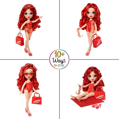 Rainbow High Swim & Style Ruby, Red 11" Fashion Doll with Shimmery Wrap to Style 10+ Ways, Removable Swimsuit, Sandals, Fun Play Accessories. Kids Toy Gift Ages 4-12 Years in Saudi Arabia