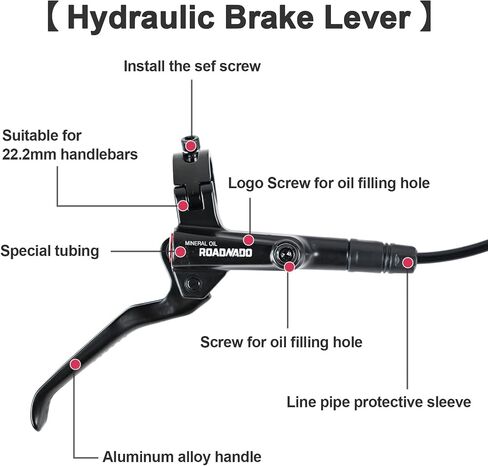 ROADNADO Hydraulic Disc Brakes Set for Mountain Bike Bicycle MTB Aluminum Alloy Oil Brake Set 160mm Front 800mm Rear 1400mm Hydraulic Brake Set for Universal in Saudi Arabia