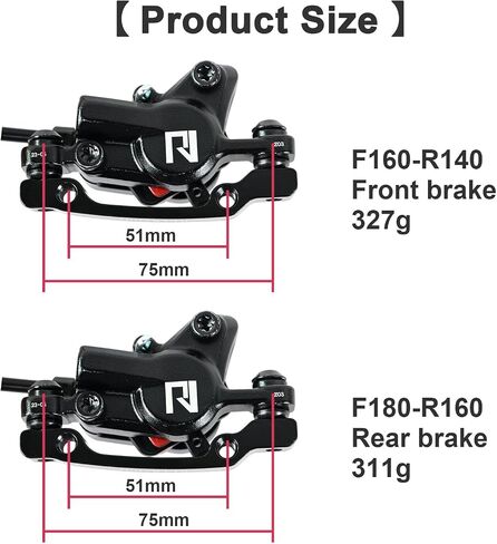 ROADNADO Hydraulic Disc Brakes Set for Mountain Bike Bicycle MTB Aluminum Alloy Oil Brake Set 160mm Front 800mm Rear 1400mm Hydraulic Brake Set for Universal in Saudi Arabia