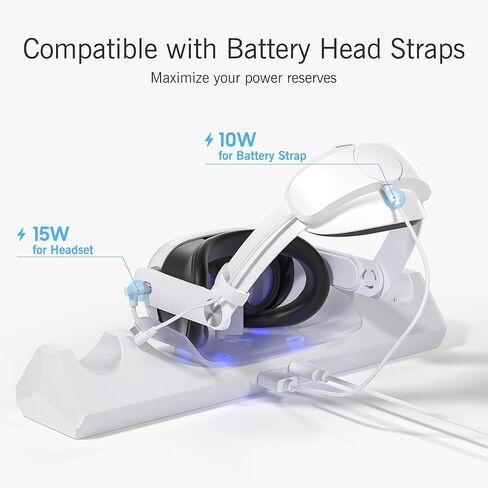 قاعدة شحن Kuject RGB لـ Quest 3، محطة شحن سريعة 30 وات مع مؤشر LED لسماعات الرأس وأجهزة التحكم في الواقع الافتراضي، وملحقات حامل شحن مغناطيسي مع بطاريات قابلة لإعادة الشحن وشاحن USB-C in Kuwait