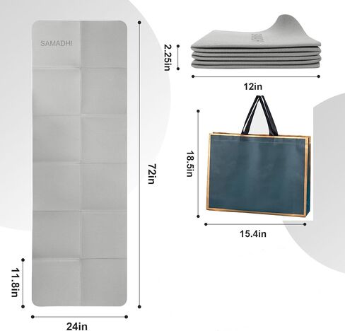 SAMADHI Folding Yoga Travel Mat with TPE Material, Double-sided non-slip, Lightweigh and Convenient packaging, 4mm Thick for Yoga Pilates and Fitness etc (With Eco-friendly Non-Woven Bag) in Saudi Arabia