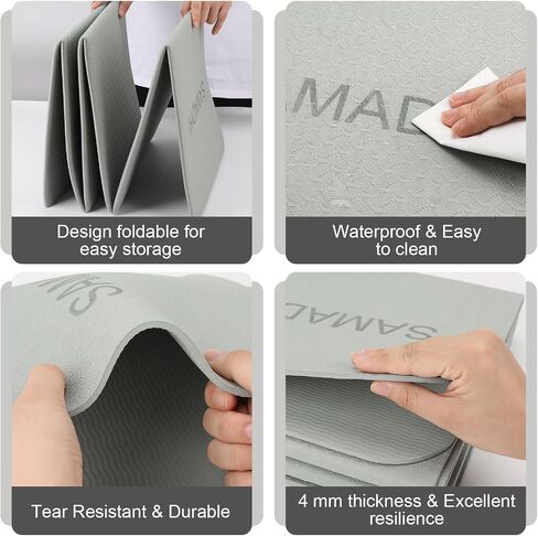 SAMADHI Folding Yoga Travel Mat with TPE Material, Double-sided non-slip, Lightweigh and Convenient packaging, 4mm Thick for Yoga Pilates and Fitness etc (With Eco-friendly Non-Woven Bag) in Saudi Arabia