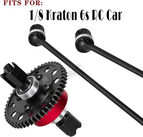 hopsupRC Center Drive Shaft CVD & 50T Diff Gear Slipper Upgrades Part for 1/8 Kraton 6s,Steel #45 Center Driveshaft Axles & Metal Spur Gear Differential Gears,Red in Saudi Arabia