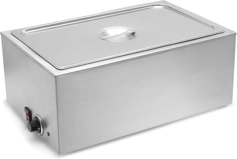 طاولة بخار لتسخين الطعام من الفولاذ المقاوم للصدأ من الدرجة التجارية SYBO من الفولاذ المقاوم للصدأ Bain Marie لتقديم الطعام والمطاعم، جيدة لخوادم البوفيه وتدفئة الحفلات، 3 أقسام مع صنبور، فضي in Kuwait