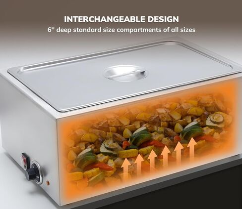 طاولة بخار لتسخين الطعام من الفولاذ المقاوم للصدأ من الدرجة التجارية SYBO من الفولاذ المقاوم للصدأ Bain Marie لتقديم الطعام والمطاعم، جيدة لخوادم البوفيه وتدفئة الحفلات، 3 أقسام مع صنبور، فضي in Kuwait