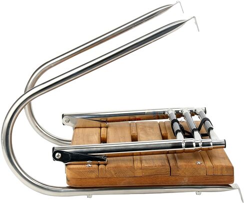 Amarine Made Boat in-Board Swim Teak Platform with 3-Steps Stainless Ladder with 2 Rails,18" W x 14" L in Saudi Arabia