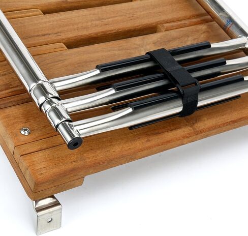 Amarine Made Boat in-Board Swim Teak Platform with 3-Steps Stainless Ladder with 2 Rails,18" W x 14" L in Saudi Arabia
