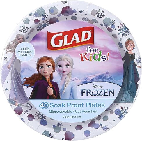 Glad for Kids Disney Frozen 8.5" Paper Anna and Elsa Snack Plates for Everyday Use, 40 Ct in Saudi Arabia