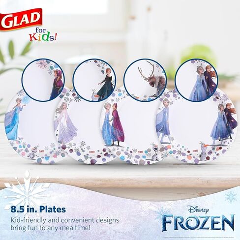 Glad for Kids Disney Frozen 8.5" Paper Anna and Elsa Snack Plates for Everyday Use, 40 Ct in Saudi Arabia