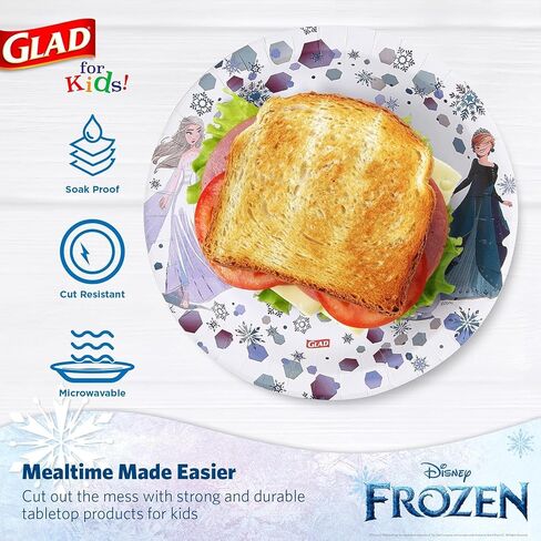 Glad for Kids Disney Frozen 8.5" Paper Anna and Elsa Snack Plates for Everyday Use, 40 Ct in Saudi Arabia