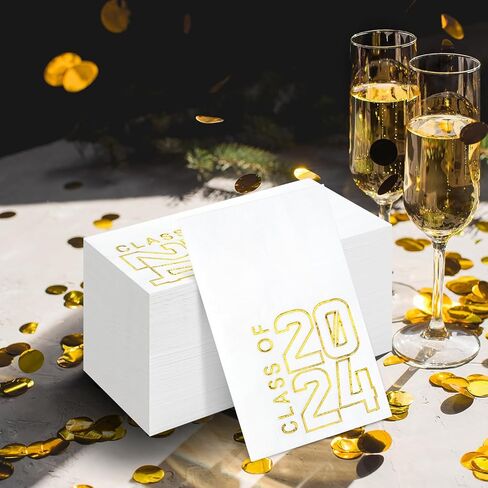200 قطعة من مناديل التخرج من فئة 2024، مناديل تهنئة التخرج، مناديل ورقية للاستعمال مرة واحدة، مناديل كوكتيل، مناشف يد لعام 2024، ديكورات حفلات التخرج من المدرسة الثانوية والجامعة (أبيض وردي) in Kuwait