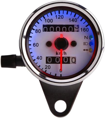 KIMISS Universal Motorcycle Speedometer, 12V LED Motorcycle Odometer Speedometer Gauge Signal Dual Digital Display KM/H(Silver) in Saudi Arabia