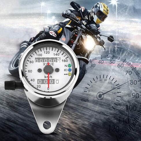 KIMISS Universal Motorcycle Speedometer, 12V LED Motorcycle Odometer Speedometer Gauge Signal Dual Digital Display KM/H(Silver) in Saudi Arabia