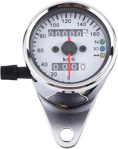KIMISS Universal Motorcycle Speedometer, 12V LED Motorcycle Odometer Speedometer Gauge Signal Dual Digital Display KM/H(Silver) in Saudi Arabia