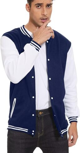 ACEFAST INC Men's Varsity Baseball Jacket Casual Letterman Bomber Jacket Windbreaker Lightweight Jacket in Saudi Arabia