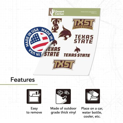 الصحراء الصبار جامعة ولاية تكساس TXState بوبكاتس ملصقات الفينيل الشارات الكمبيوتر المحمول زجاجة ماء سيارة القصاصات T2 (النوع 2) in Saudi Arabia