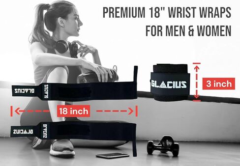 GL A CIUS Premium 18" Inches Wrist Straps for Weightlifting | Unisex Wrist Support for Weightlifting | Gym Straps with Heavy Duty Thumb Loop | Adjustable, Durable, Comfortable, Secure, and Stylish in Saudi Arabia