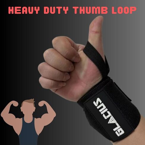 GL A CIUS Premium 18" Inches Wrist Straps for Weightlifting | Unisex Wrist Support for Weightlifting | Gym Straps with Heavy Duty Thumb Loop | Adjustable, Durable, Comfortable, Secure, and Stylish in Saudi Arabia