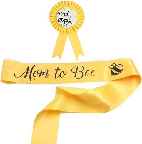 2 Packs Baby Shower Belly Sash, Yellow Baby Shower Decorations with Cute Pattern, Sash for Baby Shower Boy Girl Welcome Party, Gender Reveal (blue) in Saudi Arabia