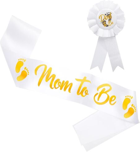 2 Packs Baby Shower Belly Sash, Yellow Baby Shower Decorations with Cute Pattern, Sash for Baby Shower Boy Girl Welcome Party, Gender Reveal (blue) in Saudi Arabia