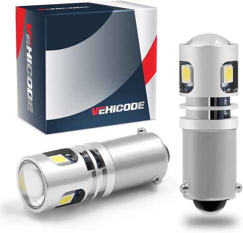 VEHICODE H6W 64132 BAX9S LED لمبة 6000K بيضاء CANBus خالية من الأخطاء 64132LL Longlife Mini Lamp Parking DRL عكس النسخ الاحتياطي الداخلي خريطة ضوء لسيارات BMW (2 حزمة) in Kuwait