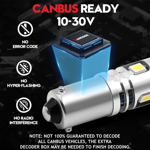 VEHICODE H6W 64132 BAX9S LED لمبة 6000K بيضاء CANBus خالية من الأخطاء 64132LL Longlife Mini Lamp Parking DRL عكس النسخ الاحتياطي الداخلي خريطة ضوء لسيارات BMW (2 حزمة) in Kuwait