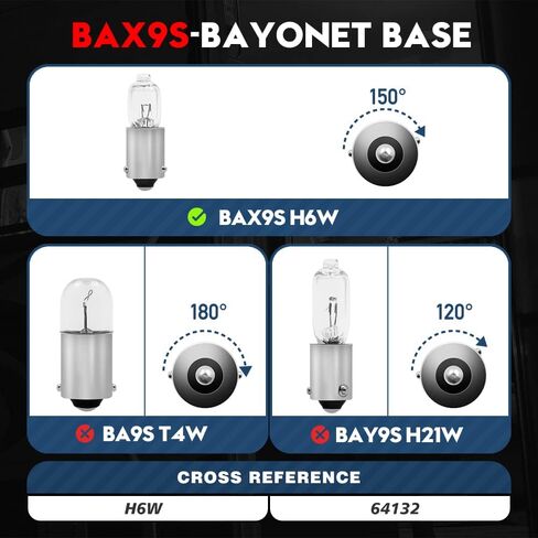 VEHICODE H6W 64132 BAX9S LED لمبة 6000K بيضاء CANBus خالية من الأخطاء 64132LL Longlife Mini Lamp Parking DRL عكس النسخ الاحتياطي الداخلي خريطة ضوء لسيارات BMW (2 حزمة) in Kuwait