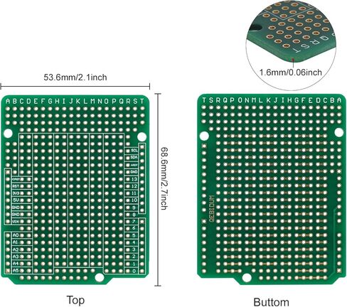 لوحة النماذج الأولية QEBIDUM، لوحة النموذج PCB، Protoboard مزدوجة الجوانب مثقوبة 2.54 مم درجة لحام لوحة الخبز، لوحات Perma Proto لمشاريع Arduino UNO R3 Shield DIY الإلكترونية (10) in Kuwait
