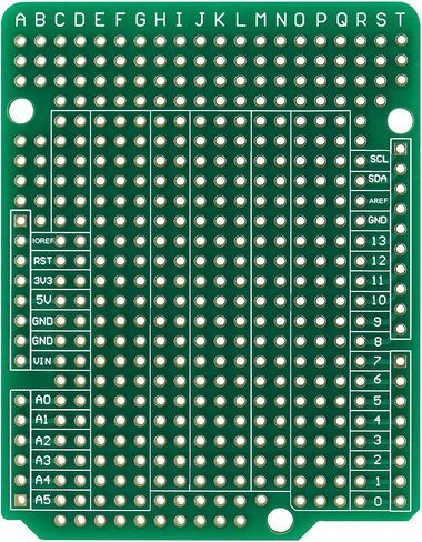 لوحة النماذج الأولية QEBIDUM، لوحة النموذج PCB، Protoboard مزدوجة الجوانب مثقوبة 2.54 مم درجة لحام لوحة الخبز، لوحات Perma Proto لمشاريع Arduino UNO R3 Shield DIY الإلكترونية (10) in Kuwait