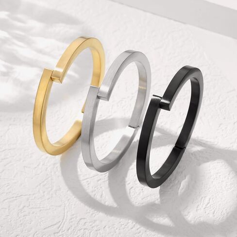 Kaydenana الكفة سوار للرجال الربيع المشبك تصميم الأزواج الإسورة مصقول الفولاذ المقاوم للصدأ المعادن مكتنزة مجوهرات هدايا للبنين هدايا in Kuwait