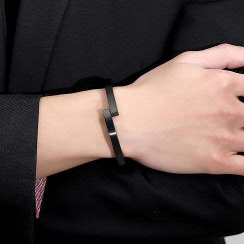 Kaydenana الكفة سوار للرجال الربيع المشبك تصميم الأزواج الإسورة مصقول الفولاذ المقاوم للصدأ المعادن مكتنزة مجوهرات هدايا للبنين هدايا in Kuwait