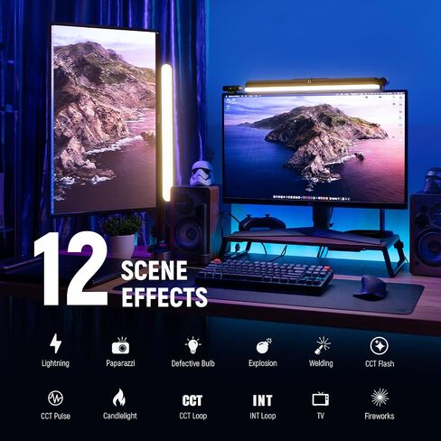 NEEWER TL40 USB Streaming Key Light Bar LED Gaming Light مع تحكم APP/PC/MAC، بدون وهج شاشة خالية من الوميض 2900K-7000K 12 مشهد CRI 95+/TLCI 97+، دوران 360 درجة 180 درجة إمالة، حامل إضاءة قابل للتعديل in Kuwait