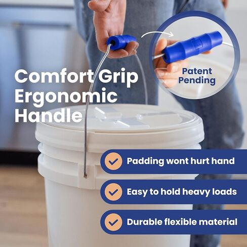 دلو Wallaby سعة 5 جالون - أسطوانة بلاستيكية متينة صالحة للطعام - مع مقبض مريح سهل الإمساك بانتظار الحصول على براءة اختراع وخطوط قياس - سطل قابل للتكديس لجميع الأغراض سعة 90 مل، قابل لإعادة الاستخدام، خالي من مادة BPA (أبيض، 3 عبوات) in Kuwait