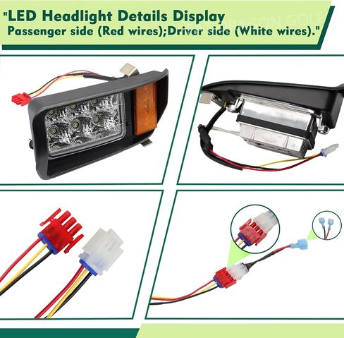 Club Car DS LED Headlight Kit with Adapter Wire, Factory Style LED Headlight Suitable for 1993-Up 12 Volt Club Car DS, Replace OEM 101988002 101988001 in Saudi Arabia