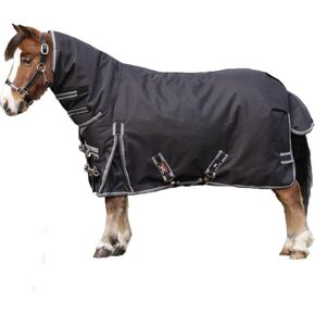 STORM SHIELD Classic II Mini Horse Turnout Blanket | Attached Neck Euro Fit | 1200D Ripstop Waterproof Protection | Contour Collar | Medium Weight Winter Horse Blanket | Color Black | Size 48 in Saudi Arabia