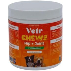 Vetr Hip and Joint Chicken Flavored Chews for Dogs - Glucosamine Chondroitin MSM Supplement - 60 Chewable Tablets - Vet-Formulated in USA in Kuwait
