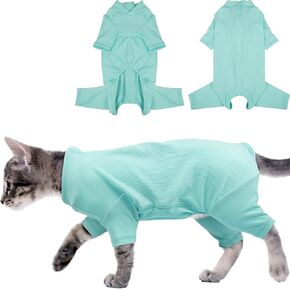 Sticky Hair Cat Clothes, Breathable & Lightweight, Reduces Shedding Fur Pajamas, Full Body Long Sleeve Surgical Bodysuit, Stop Licking & Shedding Blue L in Kuwait