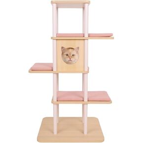 شجرة قطط كبيرة حديثة، بطول 62 بوصة مع منصات مقاس XL 25.6 بوصة، وبنية ثقيلة بوزن 60 رطلًا - إعادة تعريف أثاث القطط مع الثبات والمساحة والأناقة للقطط الكبيرة (رمادي) in Kuwait