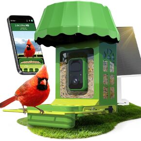 Avinory Smart Bird Feeder with Camera 2.5K HD, Solar Powered AI Bird Identifier 10000+ Species, 32GB Card, Wireless,with Night Vison,Metal Squirrel Proof for Outdoor Birds Watching Gift in Saudi Arabia