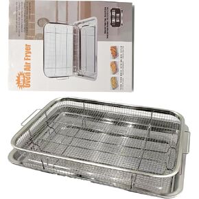 Air Fryer Basket for Oven, 15.7"x11.6" Extra Large Stainless Steel Oven Air Fryer Tray & Rack with 360° Heating, Non-Stick Mesh Pan for Baking, Broiling, Draining - Includes 30 Oil-Absorbent Papers in Saudi Arabia