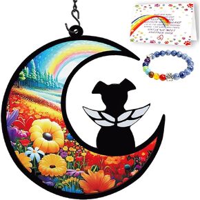 Dog Memorial Gifts for Loss of Dog, DIY Name Dog Angel Memorial Suncatcher, Pet Memorial Gifts for Dogs with Sympathy Card, Rainbow Bridge Dogs Memorials Gifts Bracelet,Loss of Dogs Sympathy Gift in Saudi Arabia