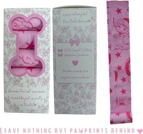Pretty Dog Poop Bags - 150 Count, Certified Home Compostable, Leakproof, Extra Thick, Tear Resistant, Pink, Vanilla Scented, Sugar Bows in Saudi Arabia