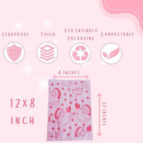 Pretty Dog Poop Bags - 150 Count, Certified Home Compostable, Leakproof, Extra Thick, Tear Resistant, Pink, Vanilla Scented, Sugar Bows in Saudi Arabia