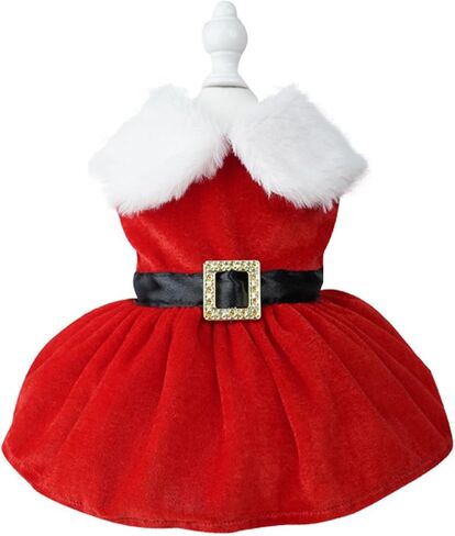 Dog Puppy Christmas Costume, Velvet Santa Claus Pet Clothes Winter Skirt Outfit for Small Medium Dogs Cats (Medium) in Saudi Arabia