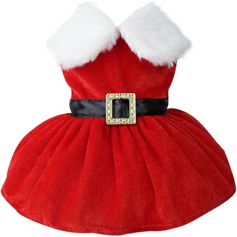 Dog Puppy Christmas Costume, Velvet Santa Claus Pet Clothes Winter Skirt Outfit for Small Medium Dogs Cats (Medium) in Saudi Arabia