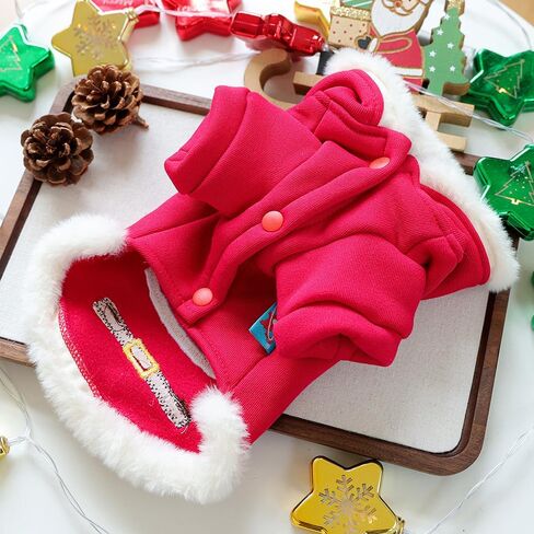 ANIAC Christmas Dog Outfit Warm Fleece Small Dogs Hoodies Coat Holiday Puppy Clothes for Girl Boy Santa Claus Pet Costume for Cats Winter Puppy Dog Sweatshirt for Christmas (Red, Medium) in Saudi Arabia