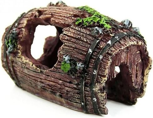 Aquarium Ornament Fish Hiding Wreck Barrel Fish Tank Decoration Resin Craft Fish Tank Accessories Pet Supplies(A) in Saudi Arabia