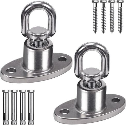 SELEWARE Heavy Duty Swing Hanger Bearing Swivel Hook, 360 Swivel Swing Hanger with Carabiner, Indoor Outdoor Swing Hardware for Tire Swing Kit Saucer Swing Playground Accessories Hammock Chair Swing in Kuwait