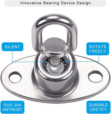 SELEWARE Heavy Duty Swing Hanger Bearing Swivel Hook, 360 Swivel Swing Hanger with Carabiner, Indoor Outdoor Swing Hardware for Tire Swing Kit Saucer Swing Playground Accessories Hammock Chair Swing in Kuwait